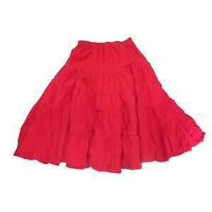 Sea Breeze of California Tiered Red Maxi Skirt SZ Medium Boho Artsy Vintage USA
